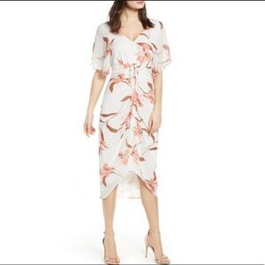 June & Hudson Floral Ruched Midi Dress, XS